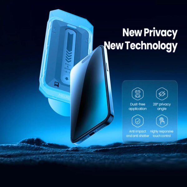 1001_01 Vidrio Templado Antiespía con Instalador iPhone 17 (Pro, Pro max y Air)