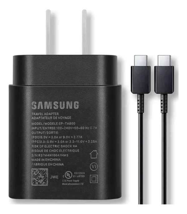 D_NQ_NP_2X_663986-MLM77241804983_062024-F-cargador-samsung-25w-original-no-clon-con-cable-c-incluido Cargador Samsung Tipo C doble entrada - 25W