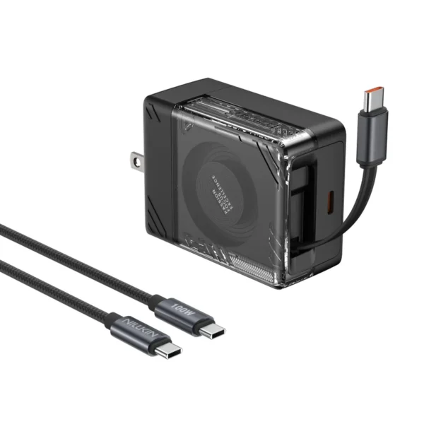 IceCore-Retractable-65W-GaN-Charger-with-100W-Cable-us-black-1220 Cargador Retráctil IceCore 65W GaN con Cable USB-C Integrado + Cable C-a-C 100W